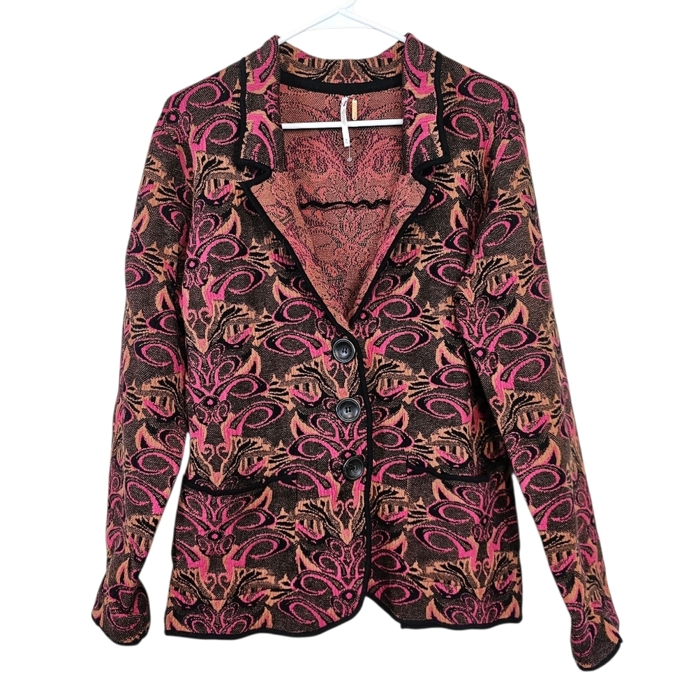 Free People Sammie Blazor Borcade Button Down Soft Strech